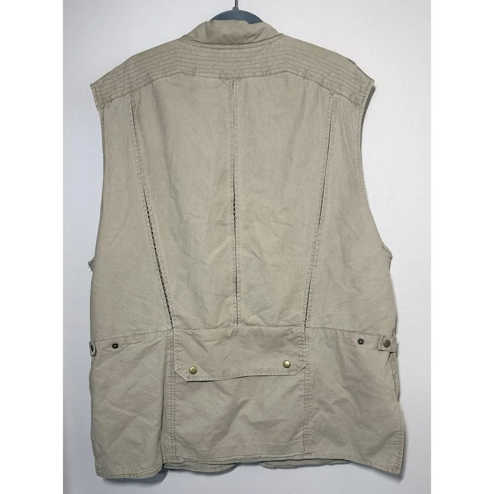 Vintage Banana Republic Safari Vest XL Khaki Fishing Hunting Multi Pocket Mesh